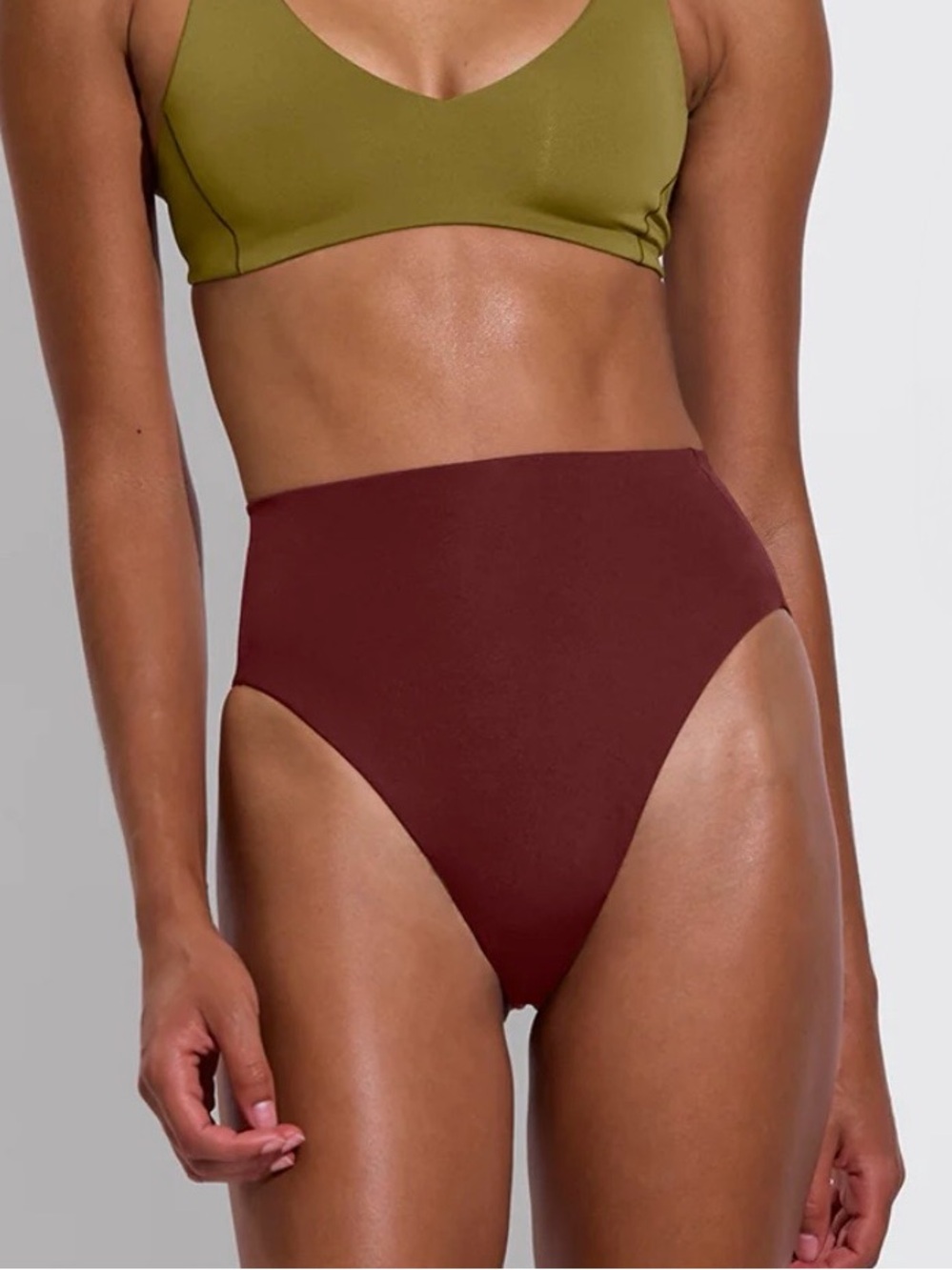 Left on Friday Hi Hi High Rise Bikini Swim Bottom Maroon Size XL Summer Beachy